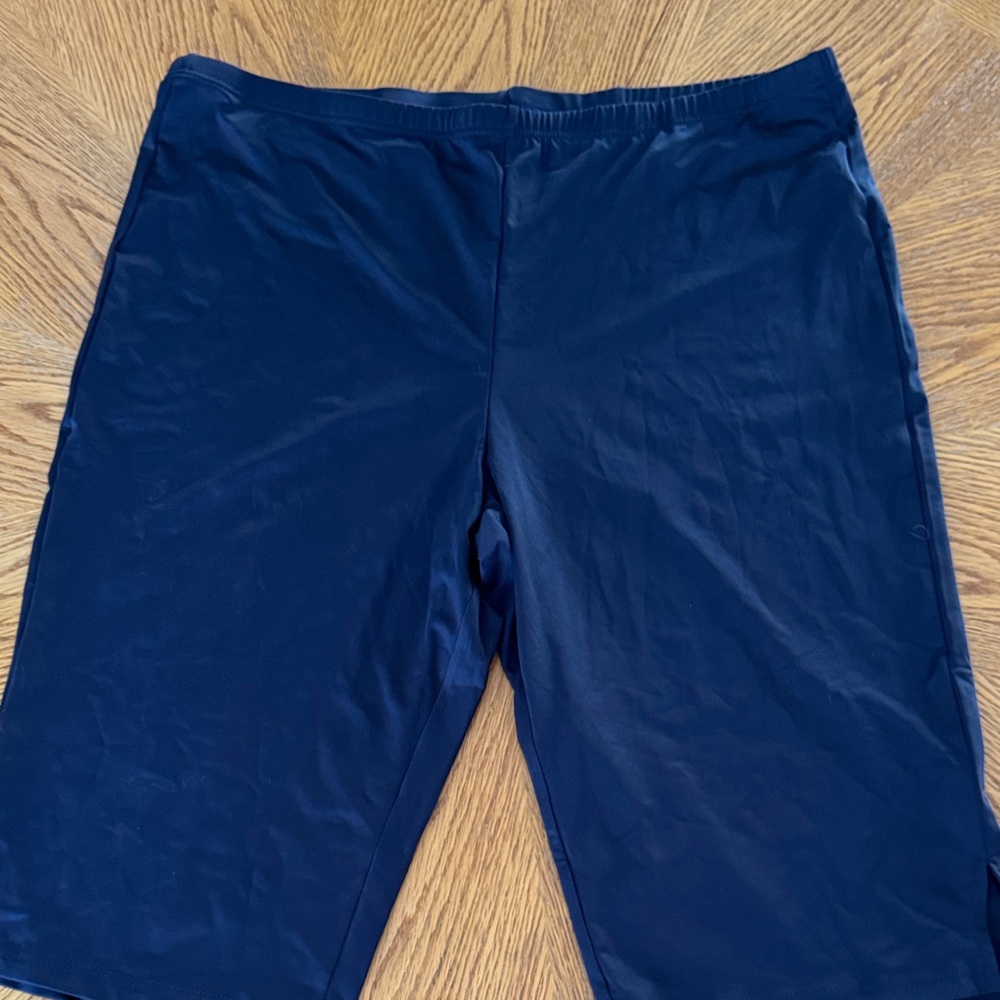 Woman’s Navy Blue Plus Size Bermuda Knee Knockers Shorts Capris with side slits